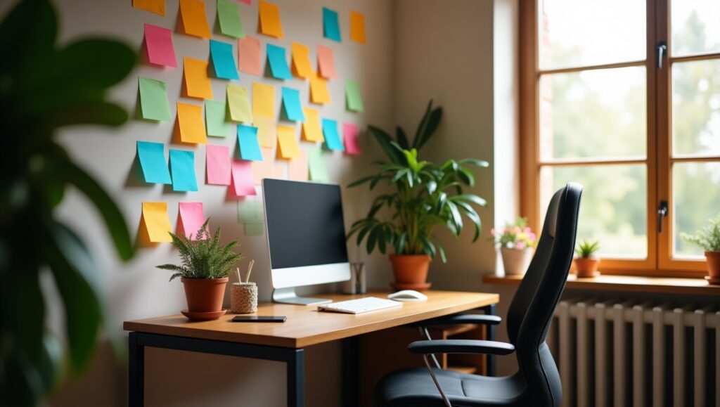 Flux_Dev_A_cozy_and_creative_home_office_setup_with_a_wall_cov_0 trabalho remoto